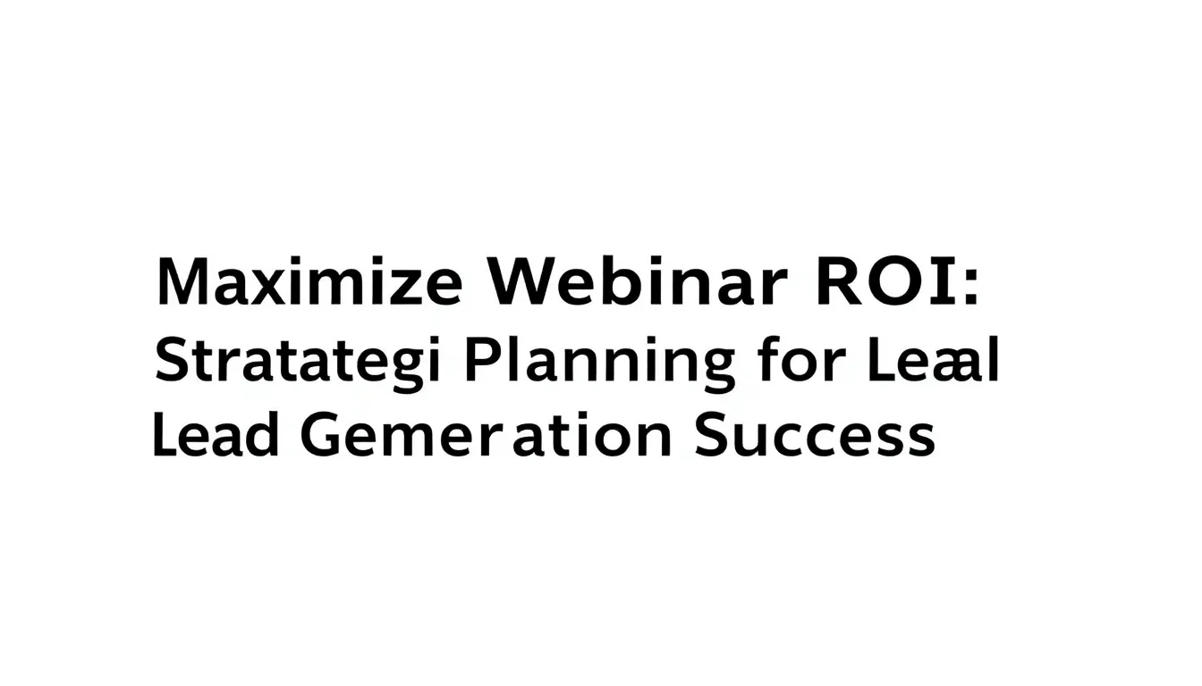 MAXIMIZE WEBINAR ROI: STRATEGIC PLANNING FOR LEAD GENERATION SUCCESS