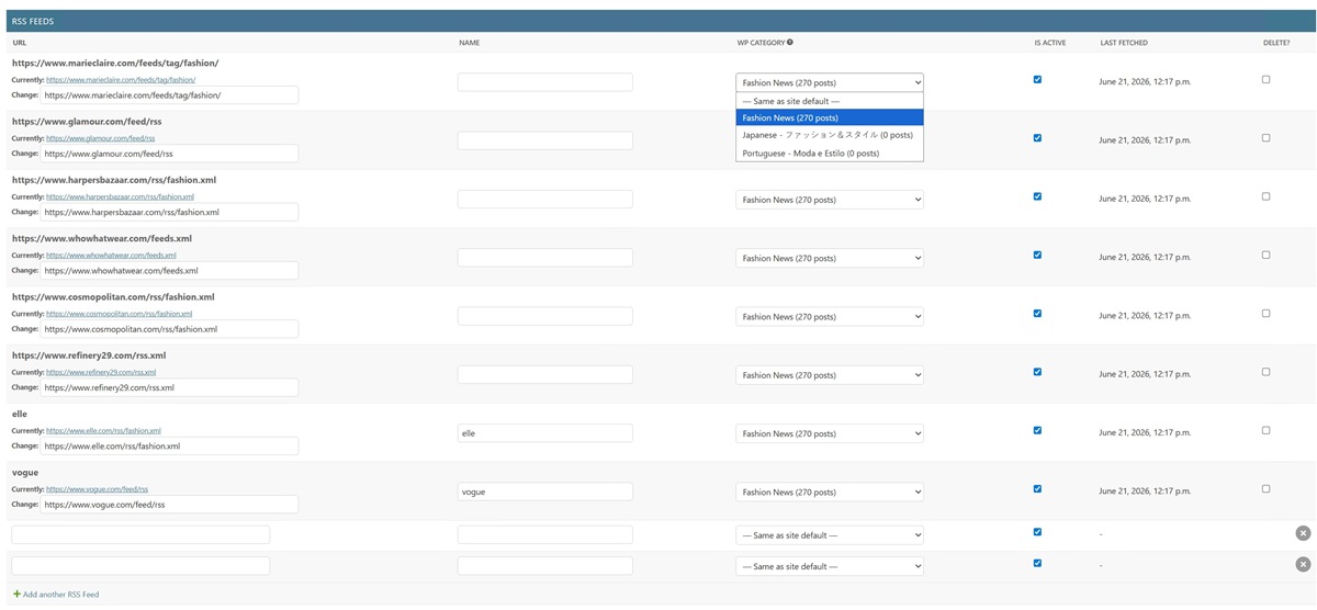 ACA - RSS Feed Setup